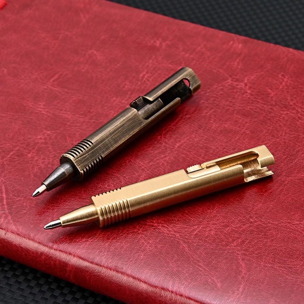 All-Metal Mini Brass Pen Easy Carry Neutral Ballpoint Pen Travel Pocket Pen Signature Gift