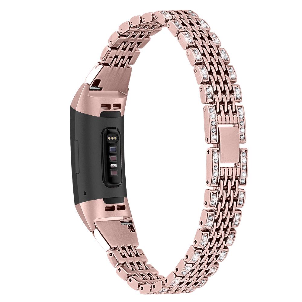 Zinc Alloy with Rhinestone Decor Watch Band for Fitbit Charge 4/3