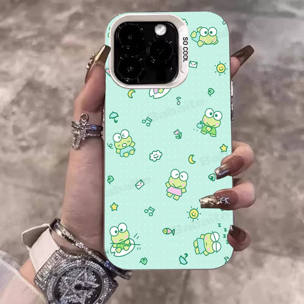 Cute Cartoon K-Keroppis Phone Case Color Silver Shell For LPhone 17 16 16e 15 14 13 12 11 Pro Max Plus