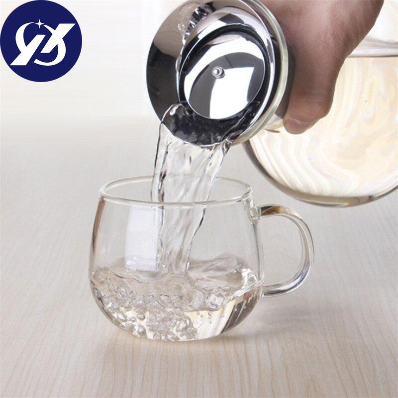 Прозрачный стеклянный графин 1 л/1,5 л с крышкой из нержавеющей стали, графин для вина, термостойкий кувшин для молочного сока, подарки, бутылка для воды, чайник