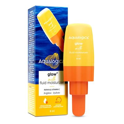 Aqualogica Glow+ Молочко-флюид для увлажнения кожи лица 8 мл Упаковка 1 шт. | Легкий увлажняющий крем для сияющей кожи