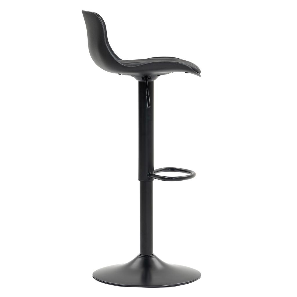 Modern Adjustable Swivel Bar Stools Set of 2, Plastic Backrest & Faux Leather Seat, Gas Lift Height, Metal Base with Footrest, Kitchen Counter