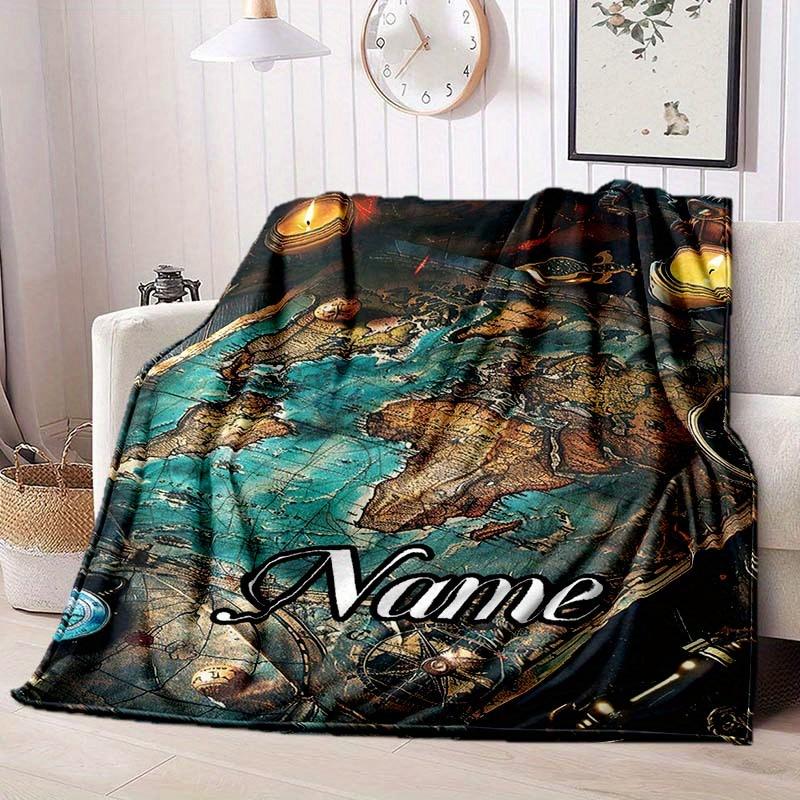 Vintage Map Customize Your Name Blanket Warm Comfortable And Soft Blankets Are Suitable For Home Chairs Office Sofas Sofas Office Camping And Gifts