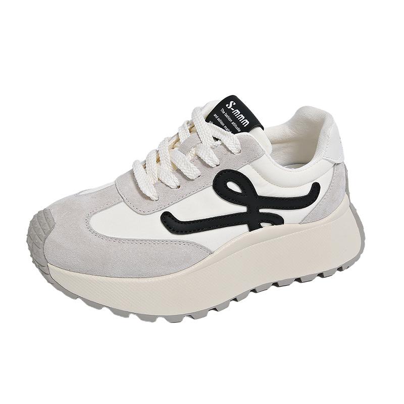 Кожаные туфли Forrest Gump с толстой подошвой и небольшими бубликами, женские, весна-лето 2025, новые повседневные спортивные туфли для пап, женская обувь