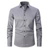 White Black Grey Shirt Men's Long Sleeve Tops Fashion Button Up Men Shirt Business Man Top Lapel Slim Solid Basic Shirts