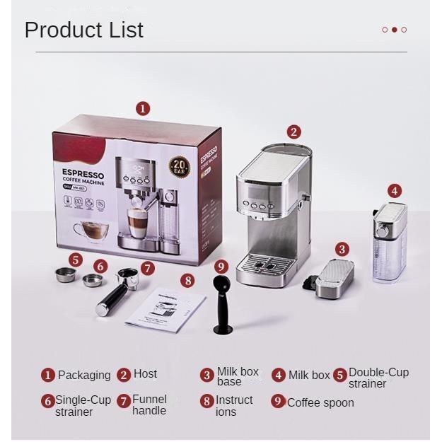 Full-Automatic Household Italian Coffee Machine Milk Frother Integrated20bar