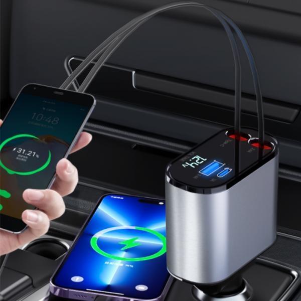 Быстрое выдвижное автомобильное зарядное устройство USB-порт Автомобильное зарядное устройство Адаптер для IPhone Android