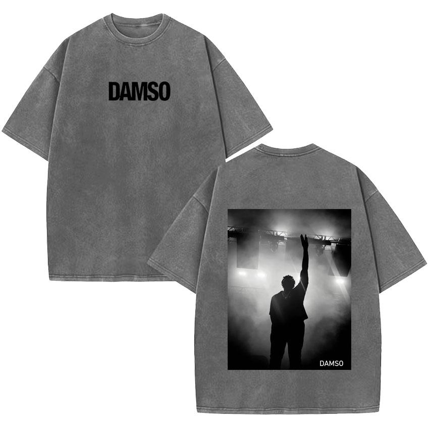 French Singer Damso Beyah Classic Double Sided Print ONeck Vintage Washed Pop Short Sleeve T Shirt Men Women Loose Tshrit