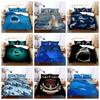 Cartoon Sea Shark Challenged Ocean Anchor Marine Doona Duvet Quilt Cover Bed Set