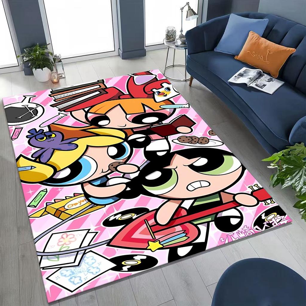 Мультяшный P-Powerpuff Girl Милый Арт Ковер Коврик для Спальни Гостиной Дивана Домашний Придверный Коврик Декор, Большой Детский Нескользящий Напольный Коврик