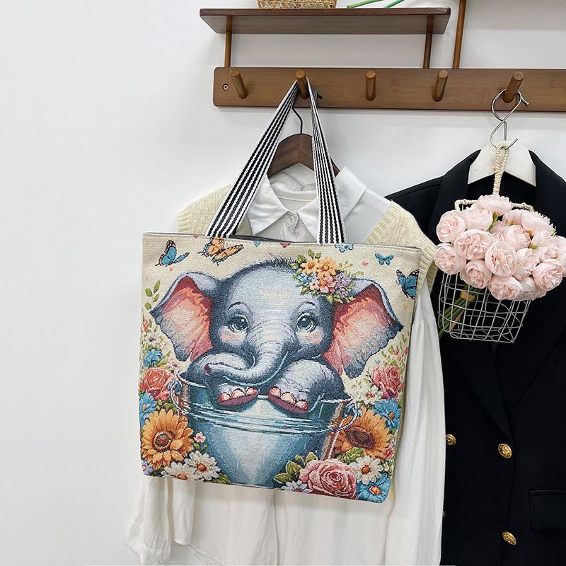 Новая жаккардовая тканая вышитая тканевая сумка мультяшная сумка Мэнмэн сумка через плечо женская сумка портативная студенческая сумка для покупок