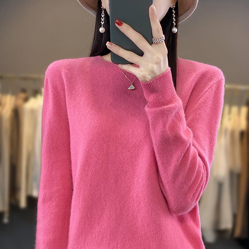 INDFS Женская мода Повседневный Осень Зима Однотонный Принт Длинный Рукав О-Образным Вырезом Свитера