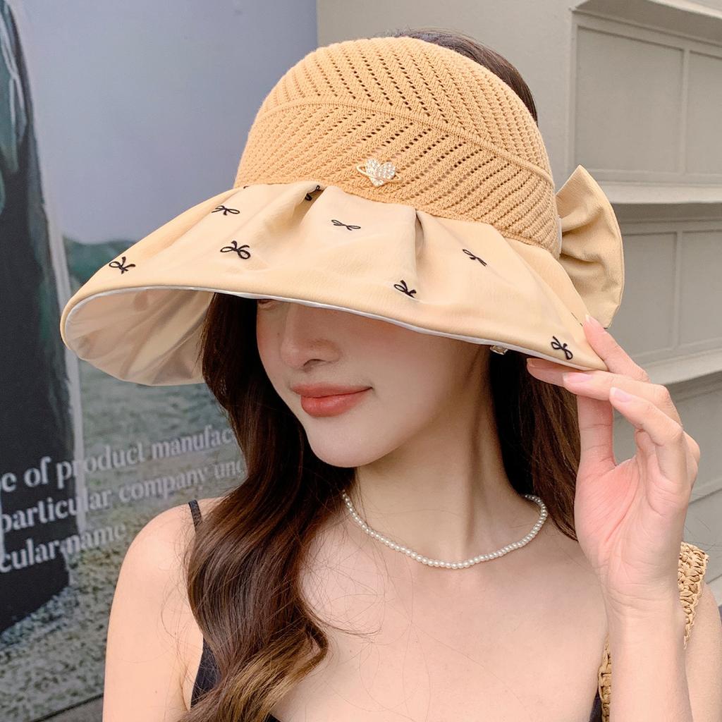 Летняя цветная клеевая шляпа-бант от солнца с большими полями, женская, защита от солнца и УФ-излучения, шляпа от солнца, для путешествий на открытом воздухе, шляпа с открытым верхом