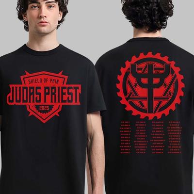 Judas Priest Щит Боли Тур С Датами Тура Двусторонняя Футболка