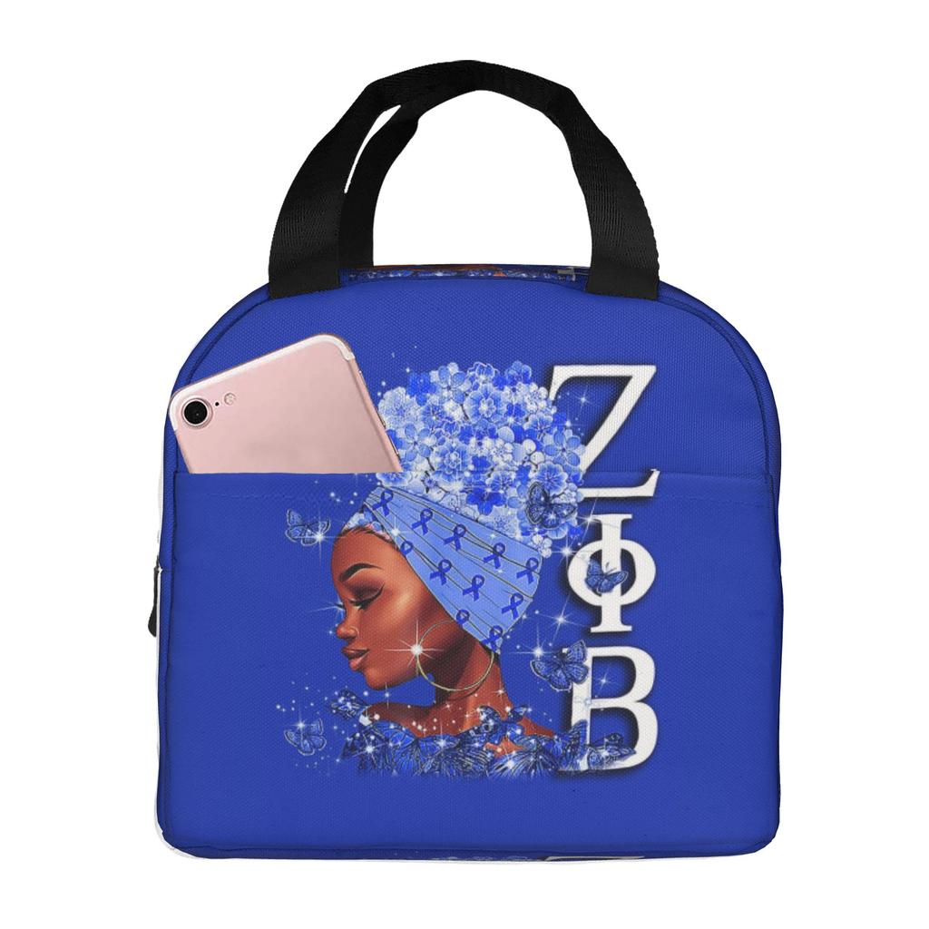 Zeta Phi Beta Woman Insulated Lunch Bags for ZOB Greek Letter 1920 Resuable Cooler Thermal Food Lunch Box Work School Travel