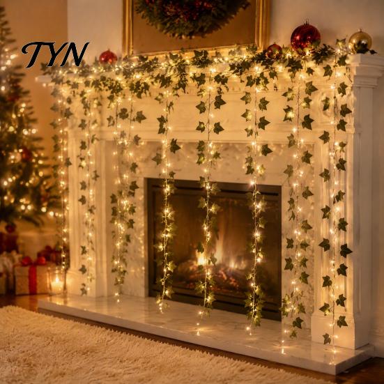 Artificial Ivy String Lights 32.8FT Vine Fairy Lights, Garland, Fake Hanging Vines Decorations, Waterproof Porch Ornaments Flexible LED Light