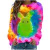 Круглый вырез 3D Tie Dye Кролик Принт Топ Модные Повседневные Длинные Рукава Женские Футболки