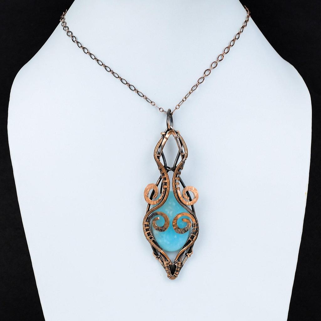 Подвеска с гемиморфитом, подвеска из медной проволоки, подвеска из драгоценного камня высшего качества, подвеска ручной работы, медная ювелирная подвеска для женщин, подарок для него