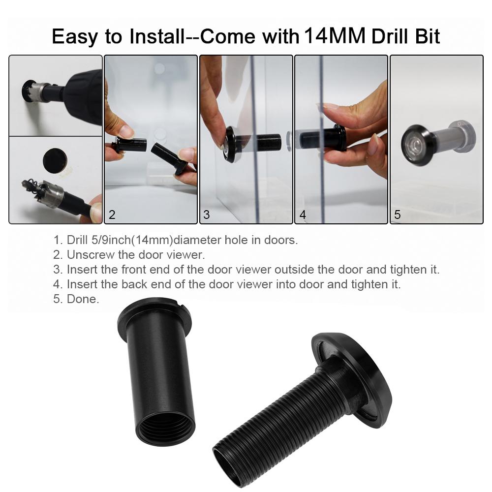 Цельная латунь 2 шт. 14 мм Дверной глазок 180 градусов Широкоугольный HD Оптическое стекло Объектив Сверхпрочный Конфиденциальность Безопасность Универсальный