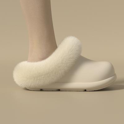 Водонепроницаемые хлопковые тапочки осень-зима 2025 новые домашние теплые удобные толстая подошва нескользящие плюшевые съемные тапочки