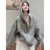 Women's Solid-Color Sequined Hooded Sweatshirt with Elegant Design Casual Top
