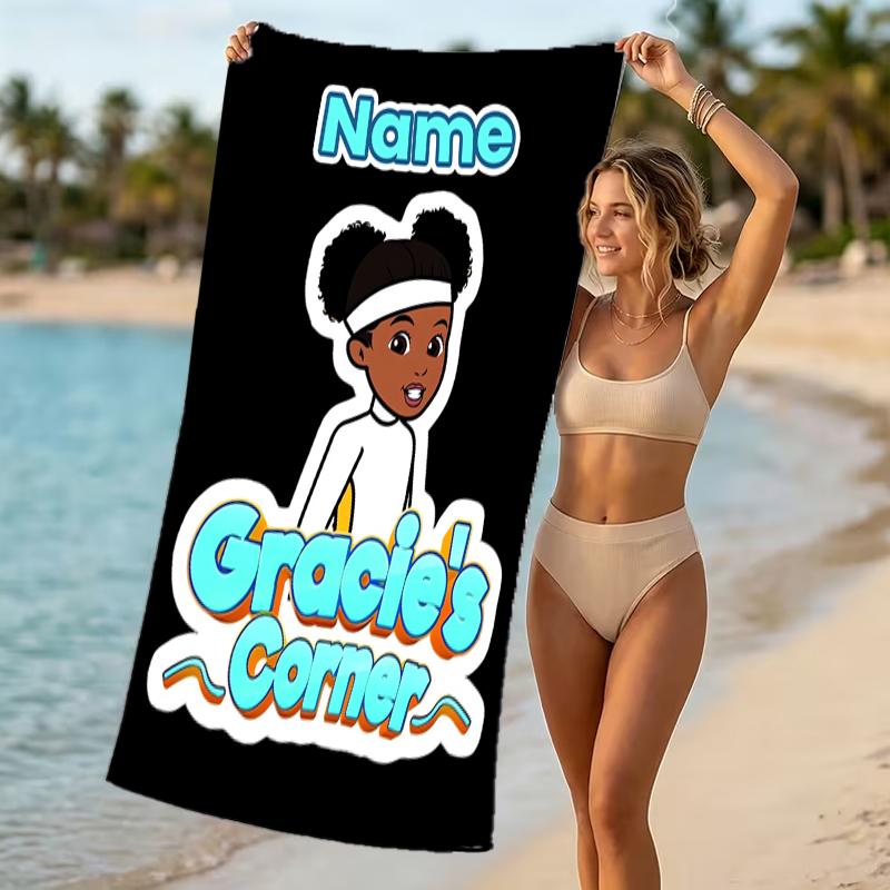 Customizable personalized beach towels Gracies Corner themed designs.Suitable for the beach, yoga, sports;ideal as beach accessories