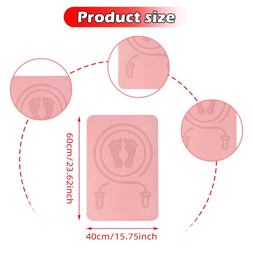 Jump Rope Mat 8mm Thick Anti Slip 60x40 cm for Home Gym Flooring Workout Mat