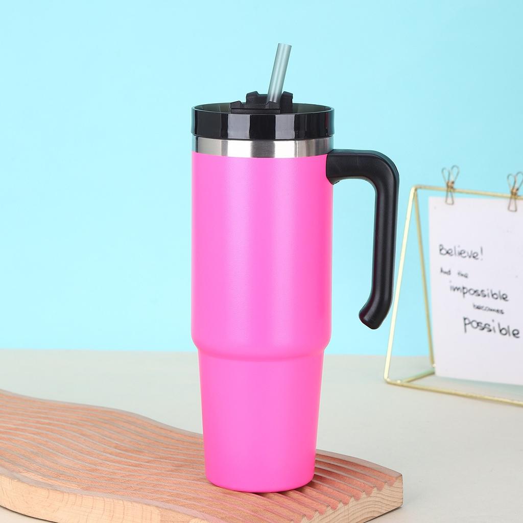 30 унций соломенная термокружка из нержавеющей стали 304 с ручкой, большая емкость, термоизолированная, двухслойная вакуумная кофейная чашка