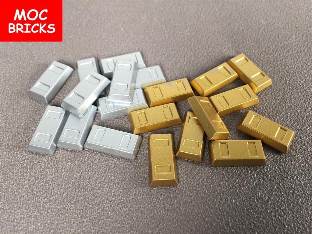 Нетоксичные кубики Moc Город Ужасов Золотой Серебряный Пистолет для Денег Монеты Мешок с Долларами Портфель Фигурка 4 см Аксессуары Полиции Строительный Блок Детские Игрушки
