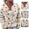Women Sweater Cardigan Round Neck Long Sleeve 3D Flower Pattern Button Up Knit