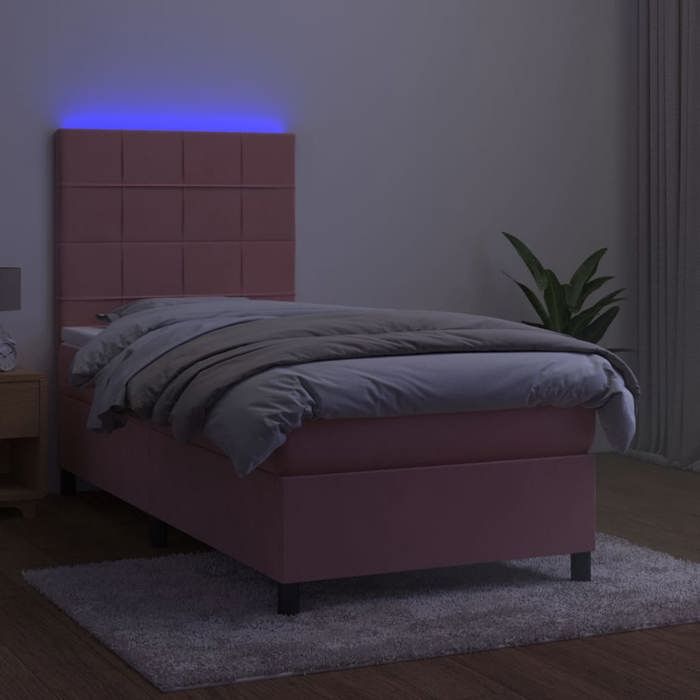 Maison Exclusive - Sommier à lattes de lit avec matelas LED Rose 90x190 cm Velours