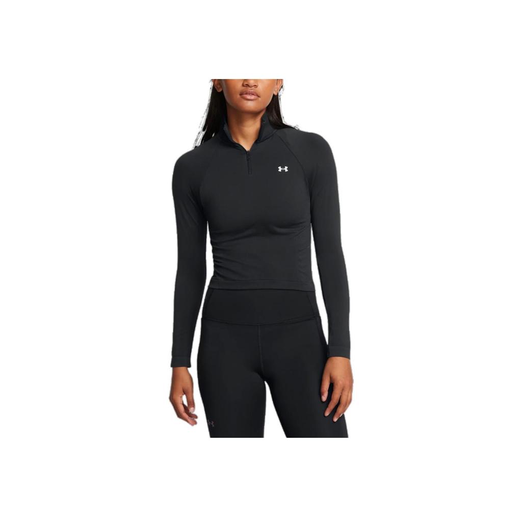 Under Armour Vanish бесшовный однотонный дышащий короткий спортивный топ женский черный 1384405-001