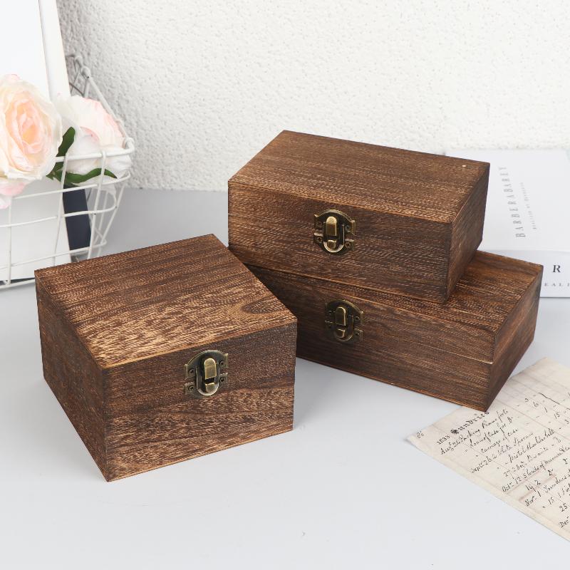New Vintage-Inspired Boxes With Lid Square Hinged Jewellery Craft Storage Box For Home Decoration DIY Hand-Made Mother's Day