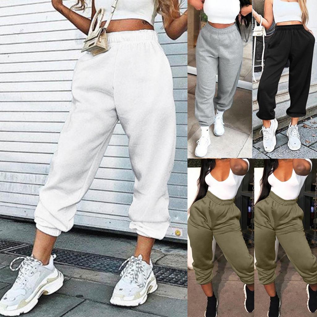 Утепленные модные повседневные карманные спортивные штаны с высокой талией для женщин, брюки, брюки