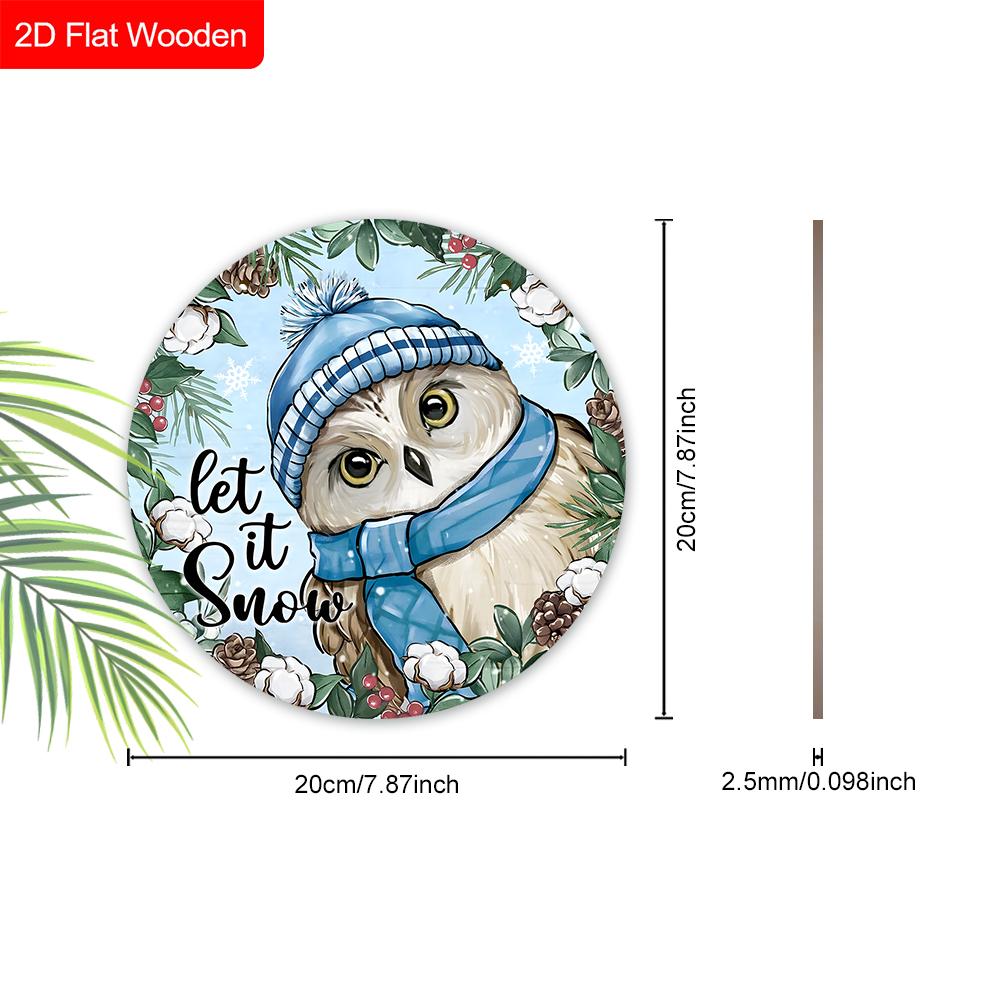 Russian Wooden Christmas Sign with Owl Pattern, Navidad Round Sign for Front Door, Wall Hanging Decor, Ideal Christmas Gift for Friend & Family