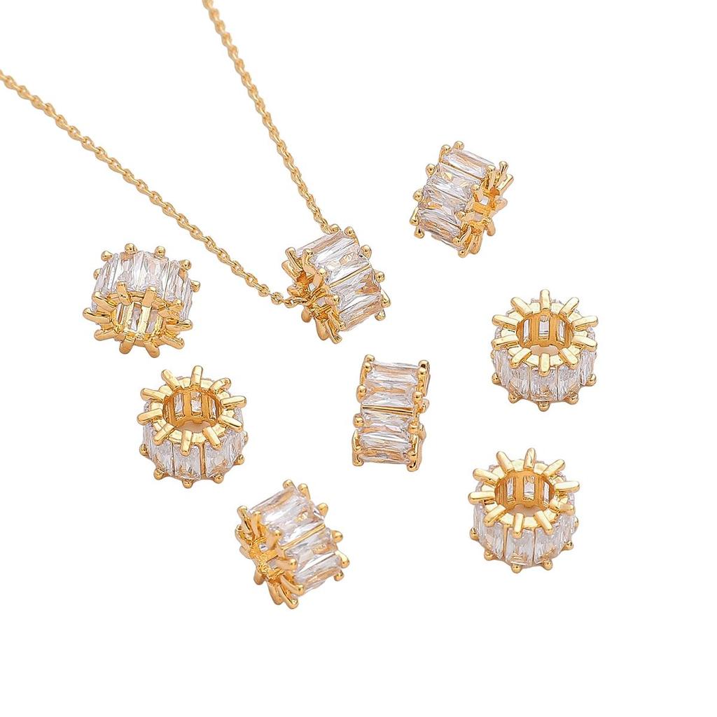 Медная микроинкрустированная цирконовая бусина, разделенная паспарту, подвеска для изготовления ювелирных изделий своими руками