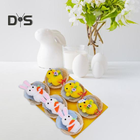 Пасхальные меховые цыплята, мини-плюшевые имитационные цыплята, кролики, украшения с гнездом, пушистые животные, игрушки, пасхальные яйца, наполнитель для детей, украшение для дома и сада своими руками