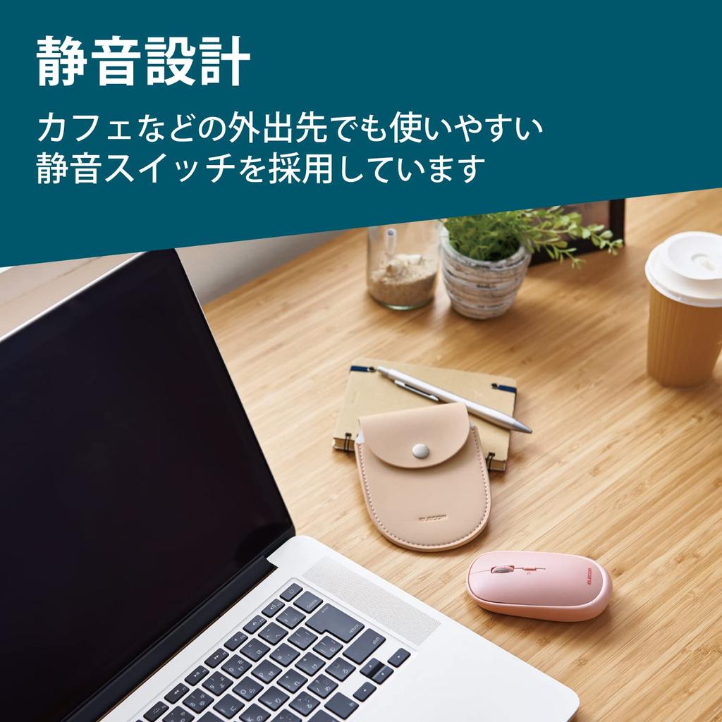 Мышь ELECOM Bluetooth беспроводная мышь Slint бесшумная тонкая мобильная 4 кнопки перезаряжаемая подключаемая к 3 устройствам розовая размер M многопарная M-TM15BBPN