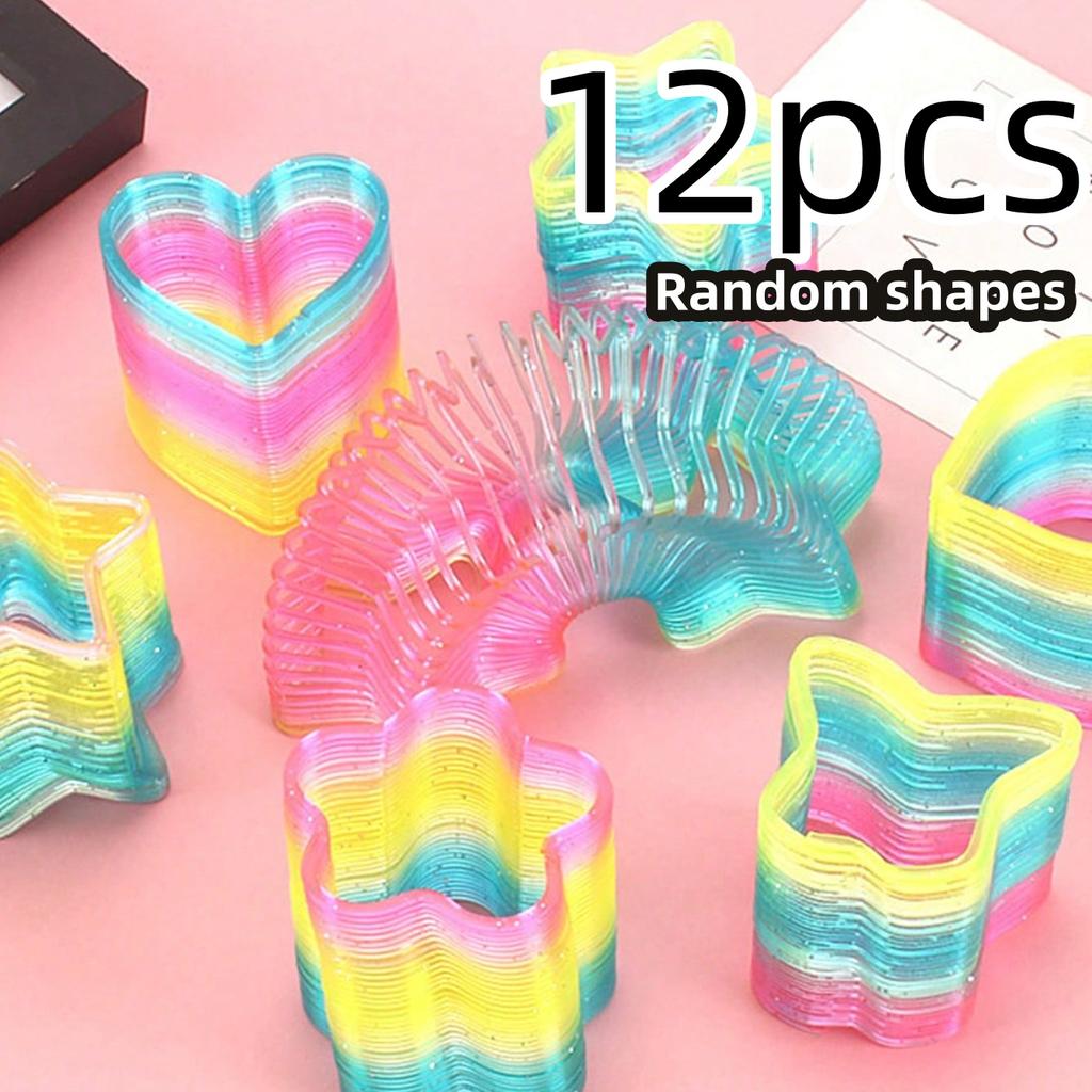 12/24/36pcs Rainbow Magic Springs Circle Toys Gradient Color Fingertip Coils Funny Kid Toy Halloween Party Favors Christmas Gift
