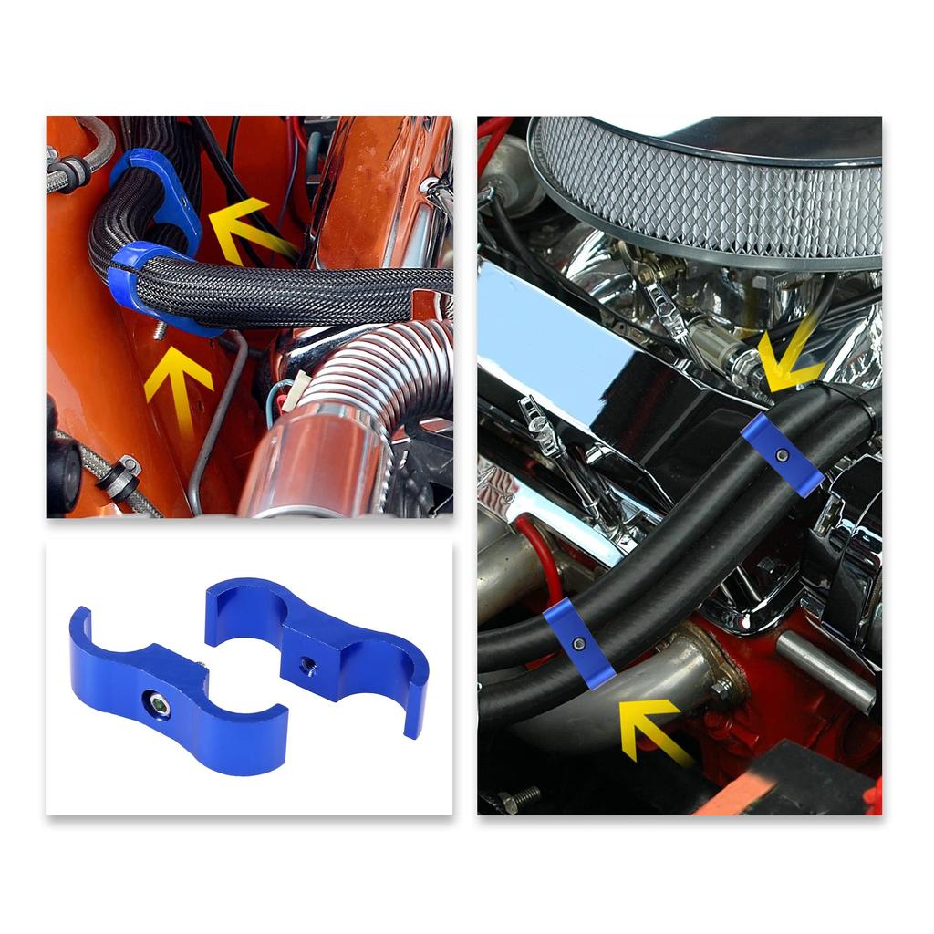 X AUTOHAUX Hose Separator Clamp Hose Clamp Fitting Adapter with Wrench for Car 4pcs Blue AN6
