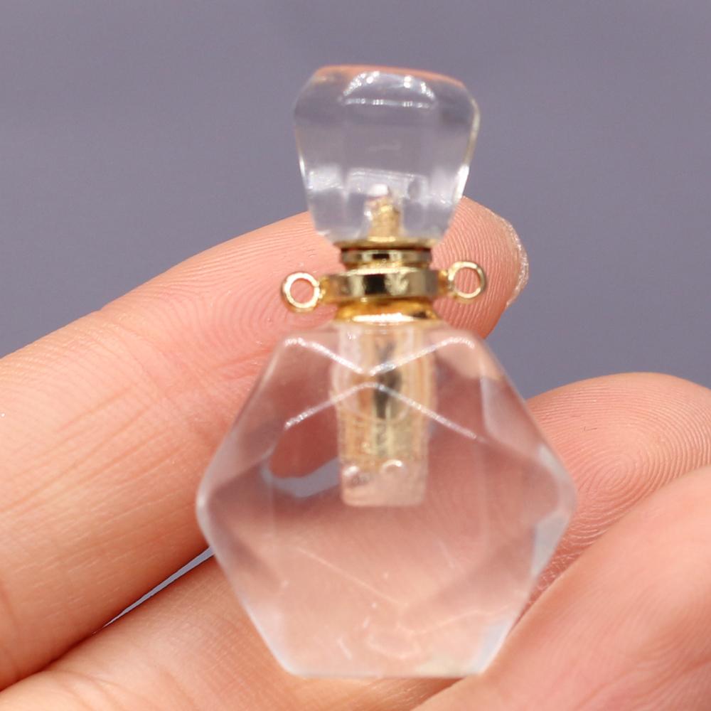 1Pc Unique Perfume Bottle Energy Natural Stone Pendant, Reiki Healing Crystal Charms for DIY Women Necklace Accessories - Jewelry Making Crafts Gifts