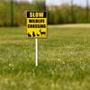 Slow Wildlife Crossing Sign With Stake Slow Down Sign For Neighborhoods Yard Farm Aluminium Caution 8x12inch Farm Decorations Yard Lawn Walkway