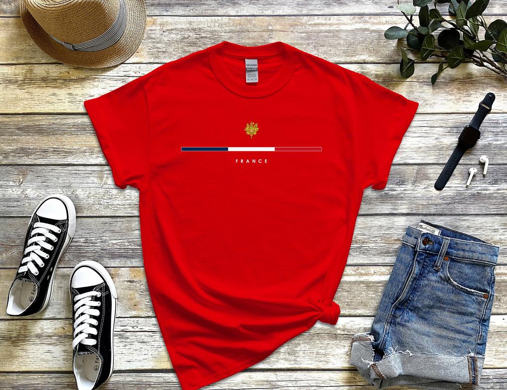 France Shirt Country Logo With Flag Tshirt Coat Of Arms Of France Cozy Tee Unisex