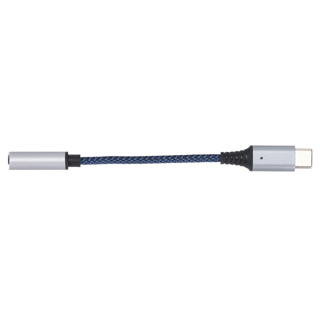 USBC to 3.5mm Female Headphone Adapter Type C Headphone Adapter Nylon Cable(Blue )