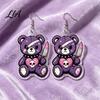 Halloween Party Costume Props 1 Pair Dangle Earrings for Women, 2D Acrylic Cute Gothic Cartoon Skeleton Bear Earrings, Funny Jewelry Holiday Accessory