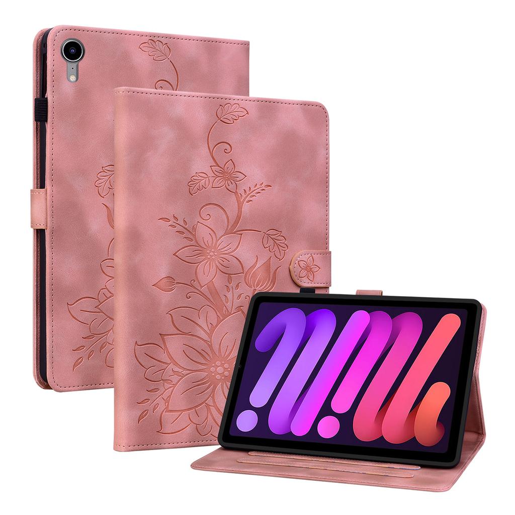 For Apple iPad Mini (2024) (Also Known As iPad Mini (A17 Pro)).PU Leather Exquisite Floral Embossed Design Tablet Case