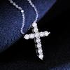 Fashion Real Moissanite Cross Pendant Necklace Pure S925 Sterling Silver 1 .1ct In Total D Color For Women Wedding Fine Jewelry