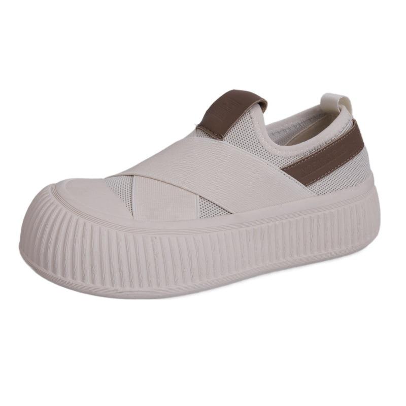 Летающие тканые дышащие кукольные туфли женские новые на платформе, сетчатые дышащие повседневные туфли, туфли-хлебушки