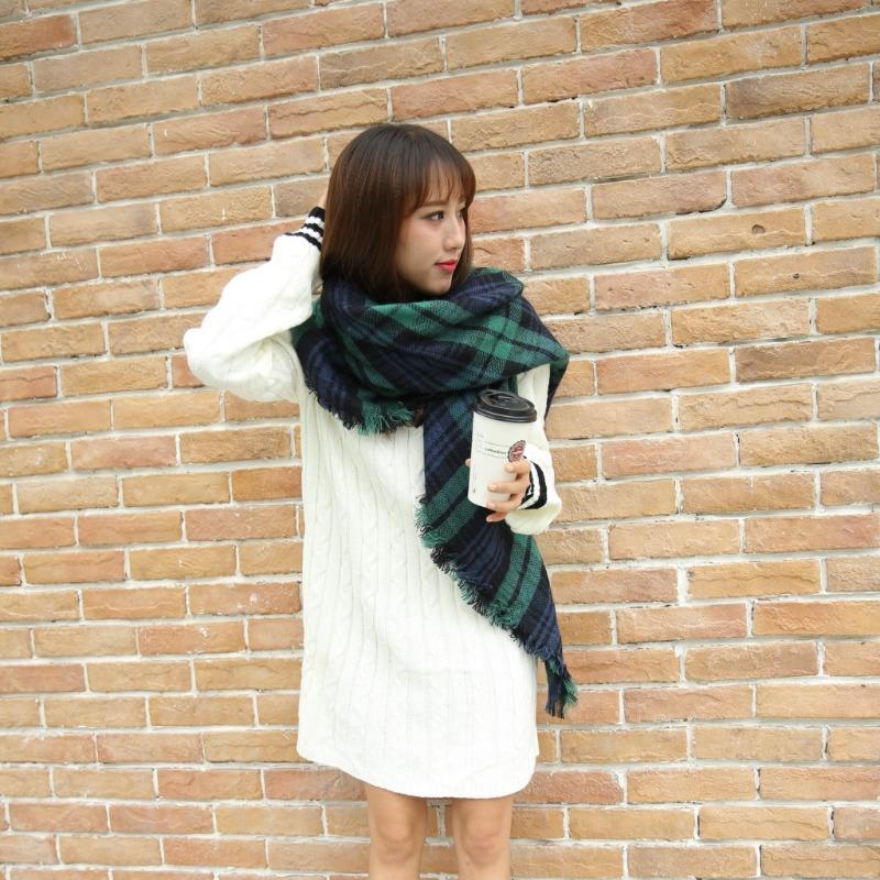 Осенне-зимний клетчатый шарф имитация кашемира теплый женский шарф шаль зимний теплый