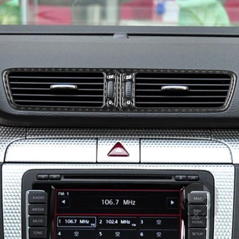 Для VW Volkswagen Passat B6 2006-2011 Декоративная рамка центрального воздуховода Накладка Мягкая наклейка из настоящего углеродного волокна Аксессуары для интерьера автомобиля